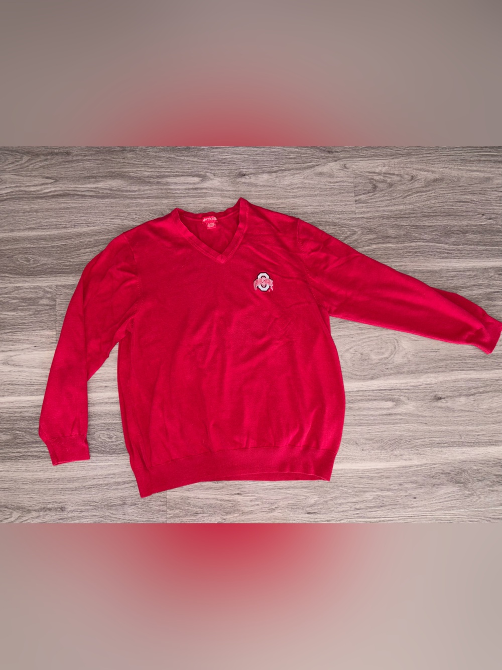 Ohio State!!! Antigua Red V-Neck Sweater with Embroidered Logo